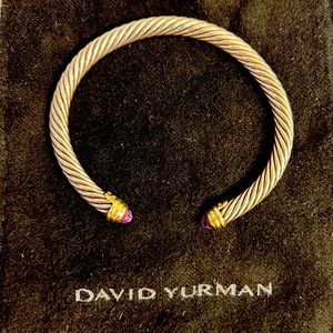 David Yurman Silver Bracelet with Gold and Purple Accents